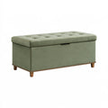 Banc coffre de rangement 120 x 45 x 48 cm revêtement synthétique vert sauge capitonné contemporain