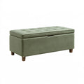 Banc coffre de rangement 110 x 45 x 50 cm en velours vert style capitonné