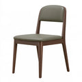 Chaise de salle à manger 48 x 56 x 82 cm bois brun et revêtement synthétique vert olive style contemporain