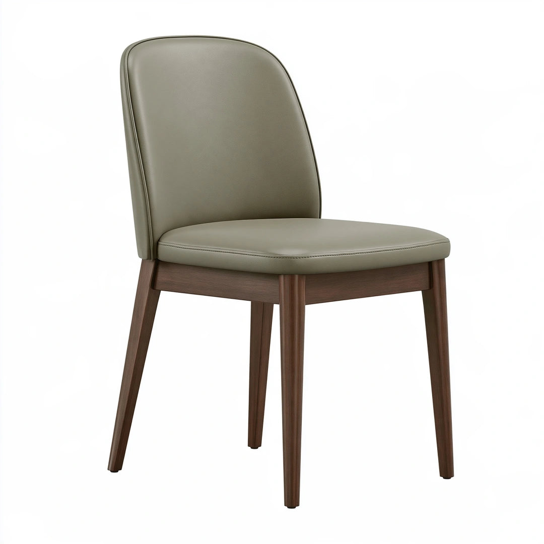 Chaise de salle à manger 48 x 56 x 82 cm similicuir vert kaki pieds en bois style contemporain