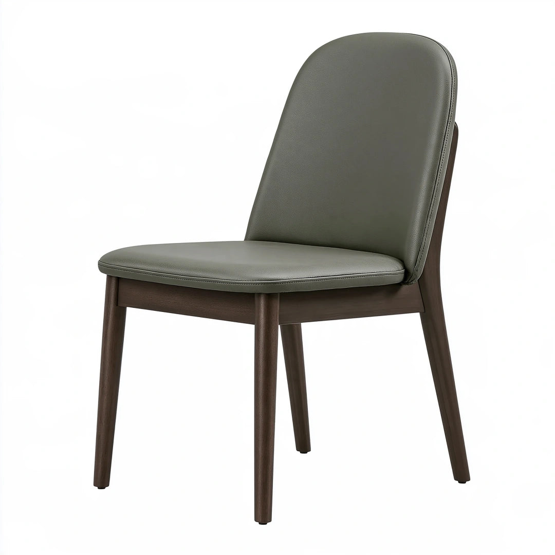 Chaise de salle à manger 50 x 58 x 88 cm similicuir vert pieds en bois style contemporain