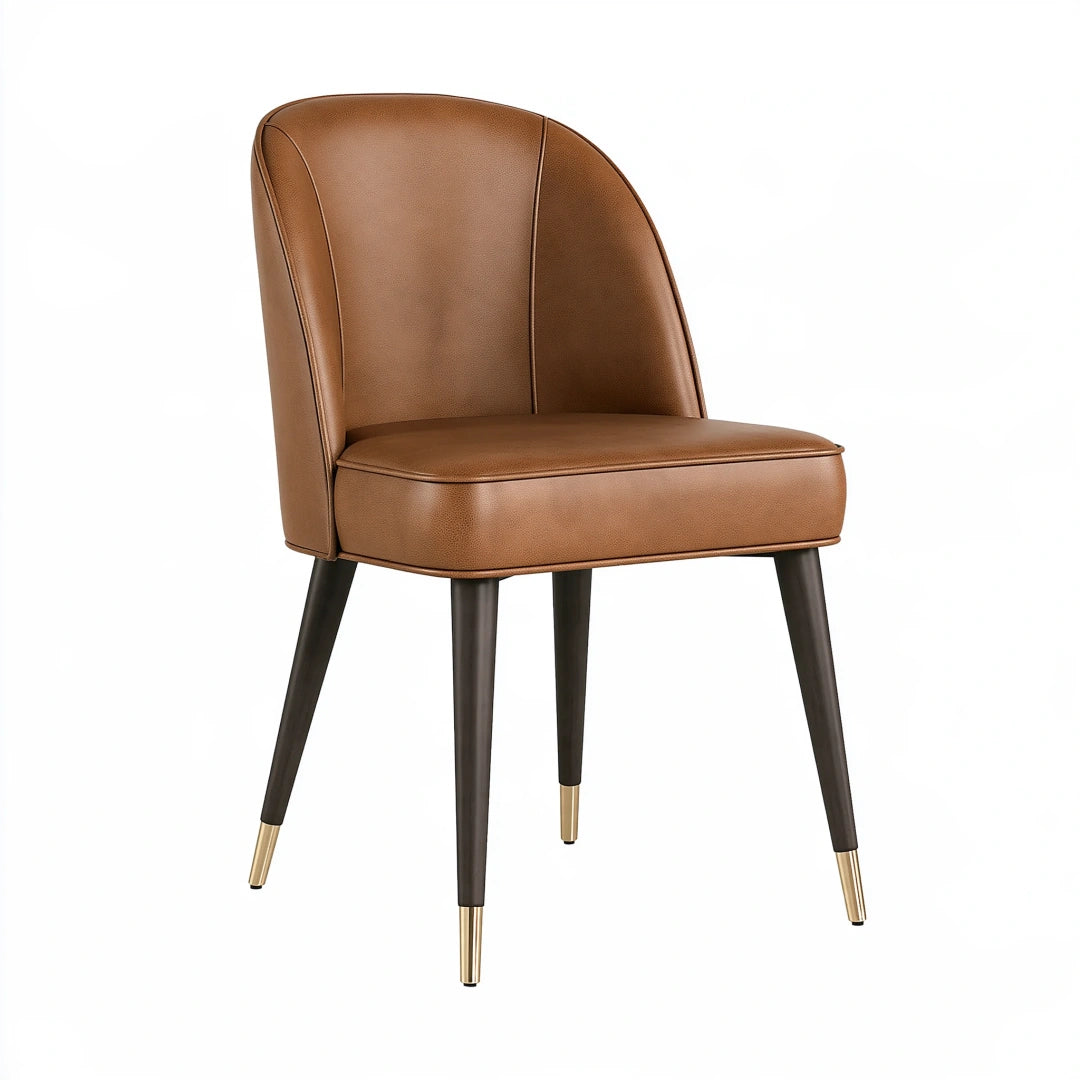Chaise de salle à manger 55 x 60 x 82 cm marron aspect cuir style contemporain