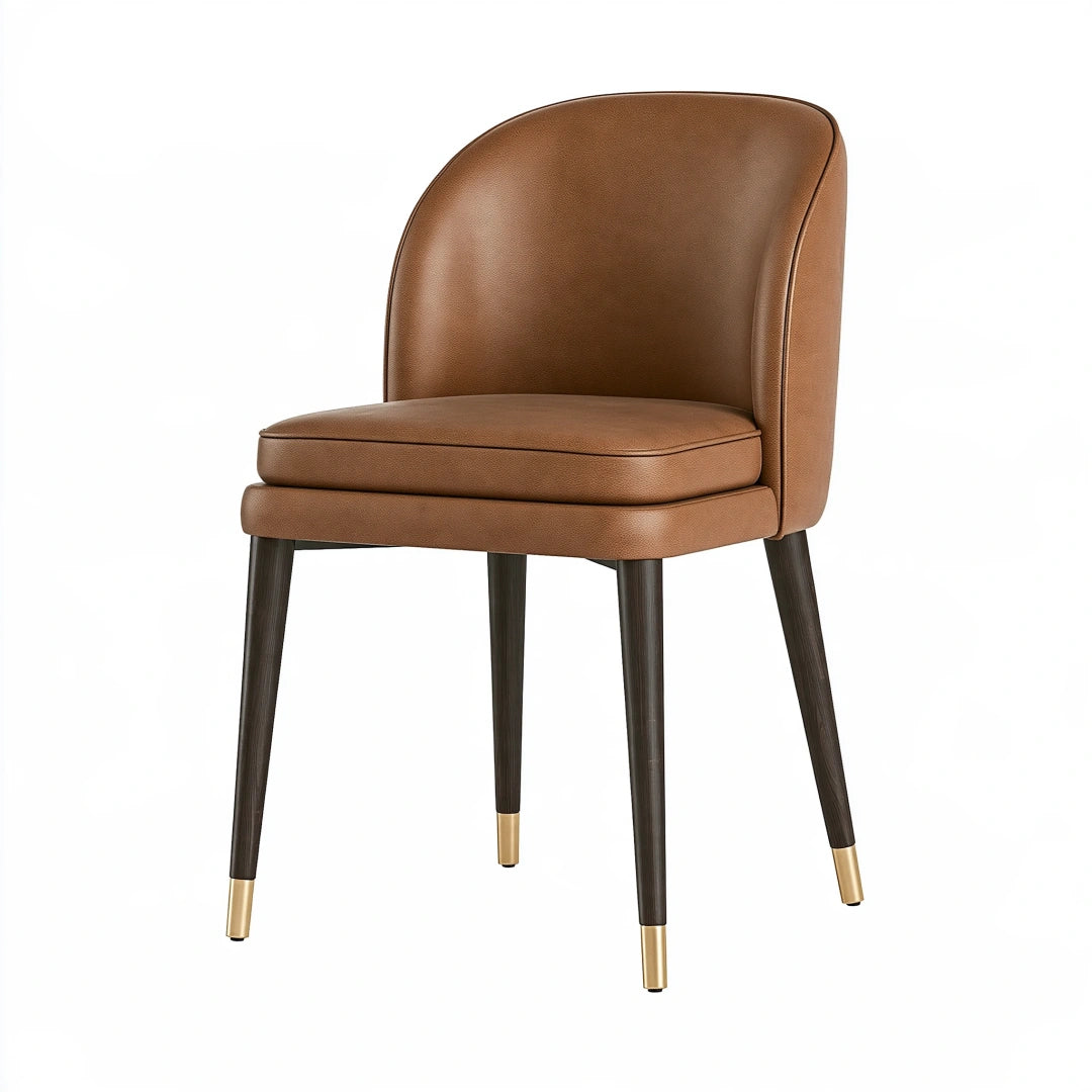 Chaise de salle à manger 55 x 60 x 84 cm en similicuir marron style contemporain