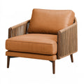 Fauteuil 85 x 82 x 86 cm synthétique marron avec tressage latéral style contemporain