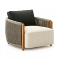 Fauteuil 82 x 76 x 78 cm en bois et corde tressée beige noir style contemporain intérieur