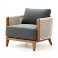 Fauteuil 85 x 80 x 82 cm en bois et corde tressée gris style contemporain