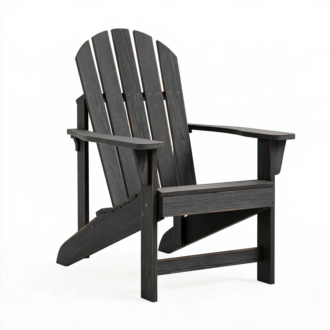 Fauteuil Adirondack 84 x 76 x 97 cm noir en plastique aspect bois pour extérieur