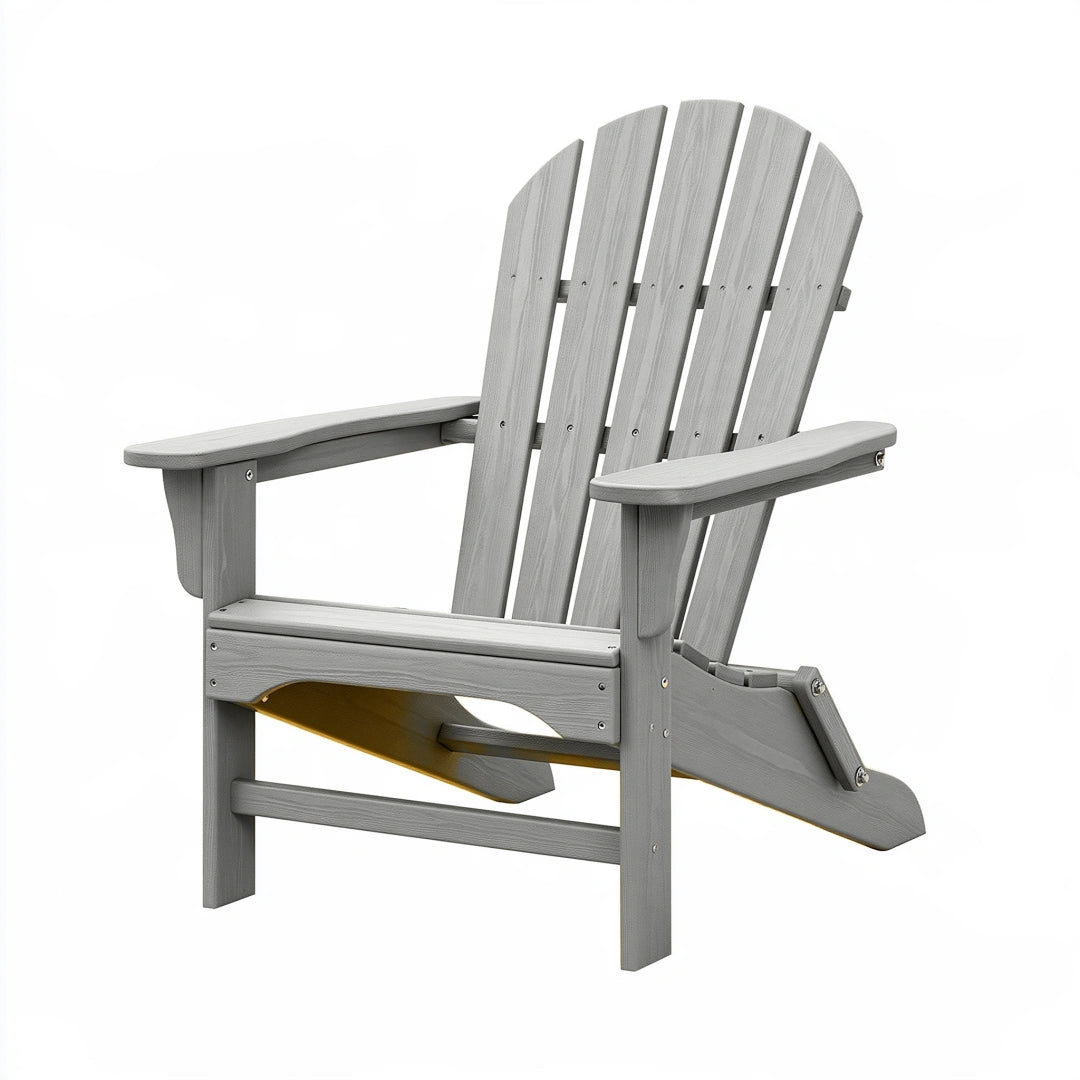 Fauteuil de jardin 80 x 90 x 95 cm en plastique gris pliant style Adirondack