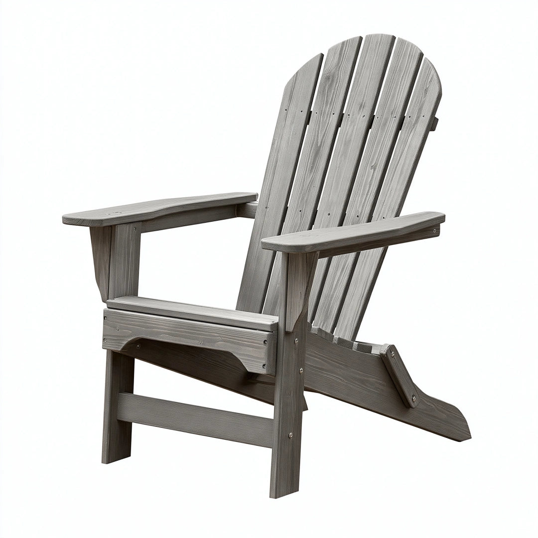 Fauteuil de jardin 83 x 78 x 92 cm en bois gris - dossier incliné et accoudoirs