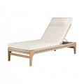Chaise longue de jardin 200 cm en bois et corde tressée beige avec dossier réglable