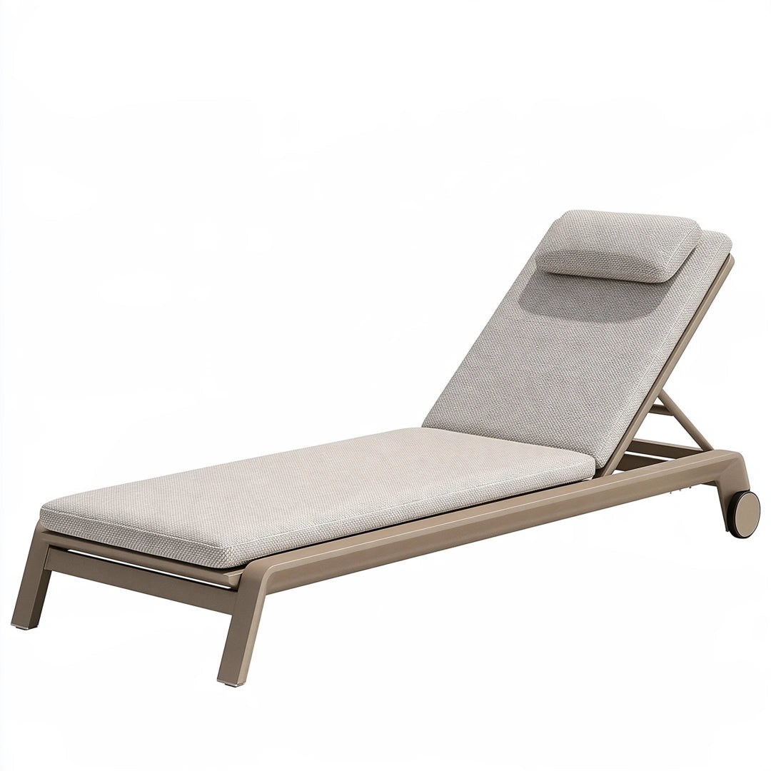Bain de soleil 200 x 70 x 35 cm en aluminium taupe avec dossier réglable pour extérieur