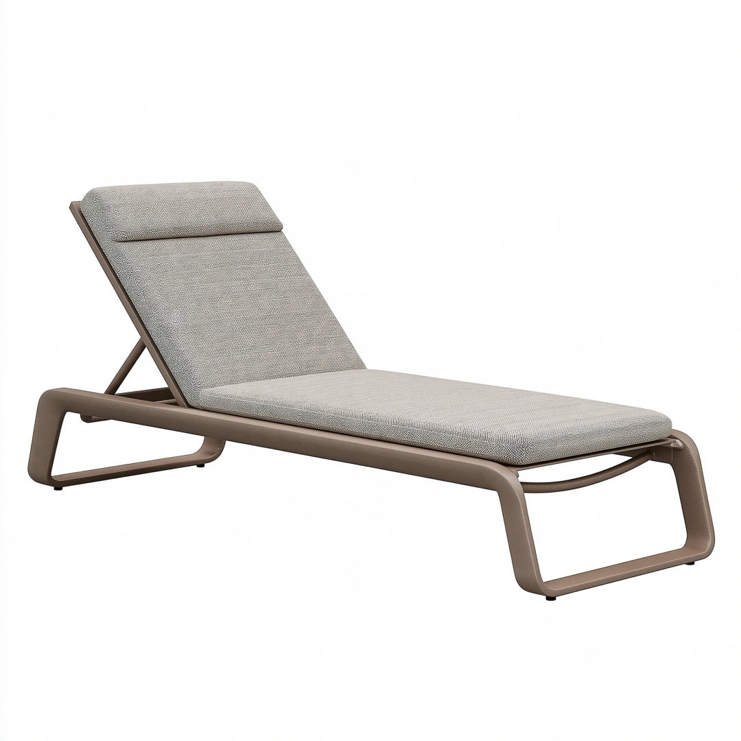 Chaise longue 195 x 65 x 85 cm en aluminium taupe avec textile gris inclinable pour extérieur