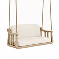Balancelle suspendue 2 places 130 x 65 x 60 cm en bois beige avec assise rembourrée style naturel