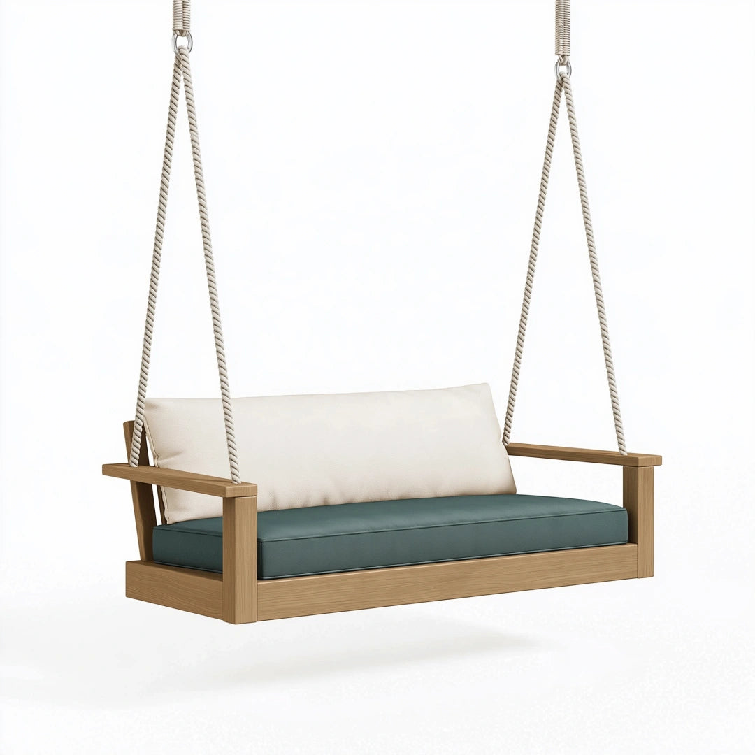 Balancelle suspendue 120 x 60 x 180 cm en bois beige vert pour extérieur style naturel