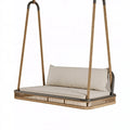 Balancelle suspendue 2 places 160 x 70 x 180 cm en métal et corde beige pour extérieur style bohème