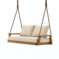 Balancelle de jardin 180 cm en bois beige suspendue 2 places