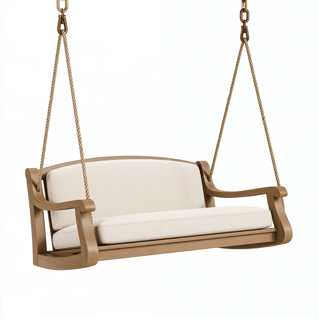 Balançoire de jardin 120 x 65 x 60 cm en bois beige suspendue style contemporain