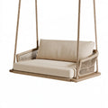 Balançoire de jardin 130 cm en corde tressée beige style bohème suspendu